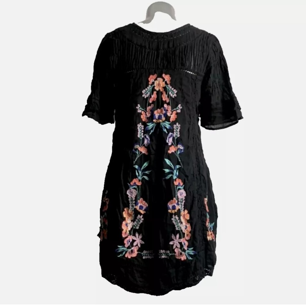 Free People Tunic Top/Dress Embroidered Floral Boho Lined Shirt Size Small/XS?